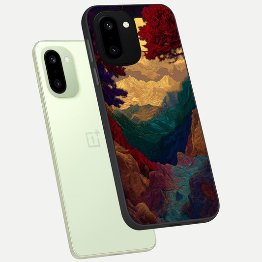 Mystic Valley Light phone case For Oneplus 15R showing premium glass back cover with detailed artwork