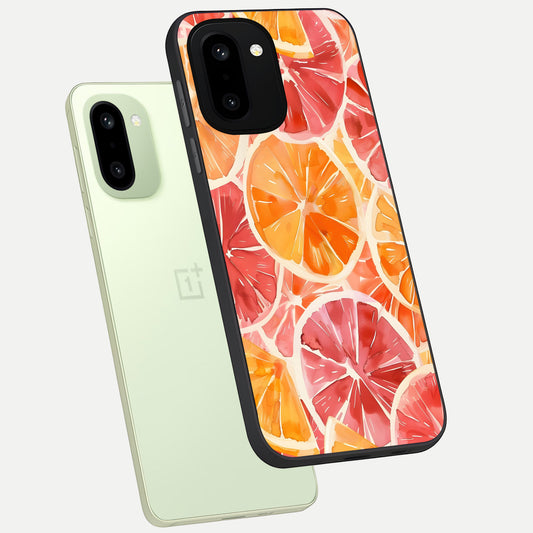 Orange Fruits Pattern phone case For Oneplus 15R showing premium glass back cover with detailed artwork