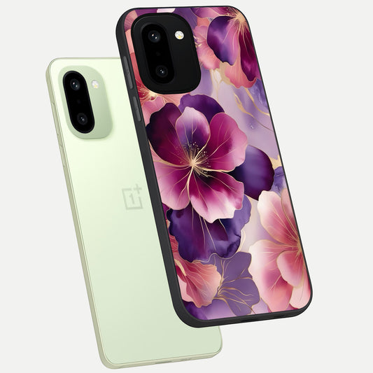 Pink Bouquet Florals phone case For Oneplus 15R showing premium glass back cover with detailed artwork