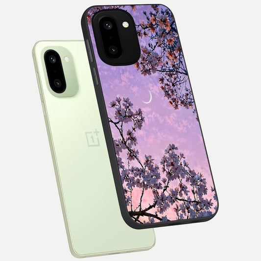 Purple Serenity Moon phone case For Oneplus 15R showing premium glass back cover with detailed artwork