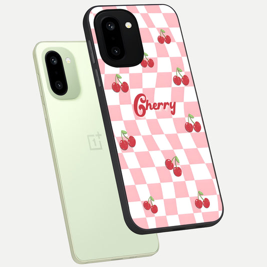 Sweet Cherry Vibes phone case For Oneplus 15R showing premium glass back cover with detailed artwork