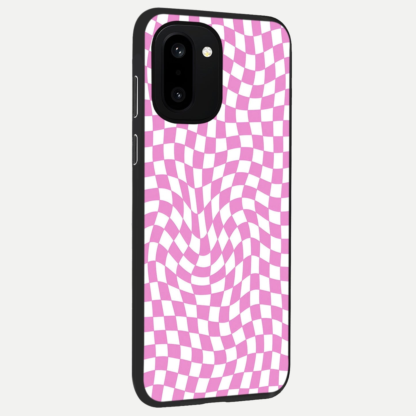 Bubblegum Check Wave back cover For Oneplus 15R slim fit glass case with vibrant aesthetic design