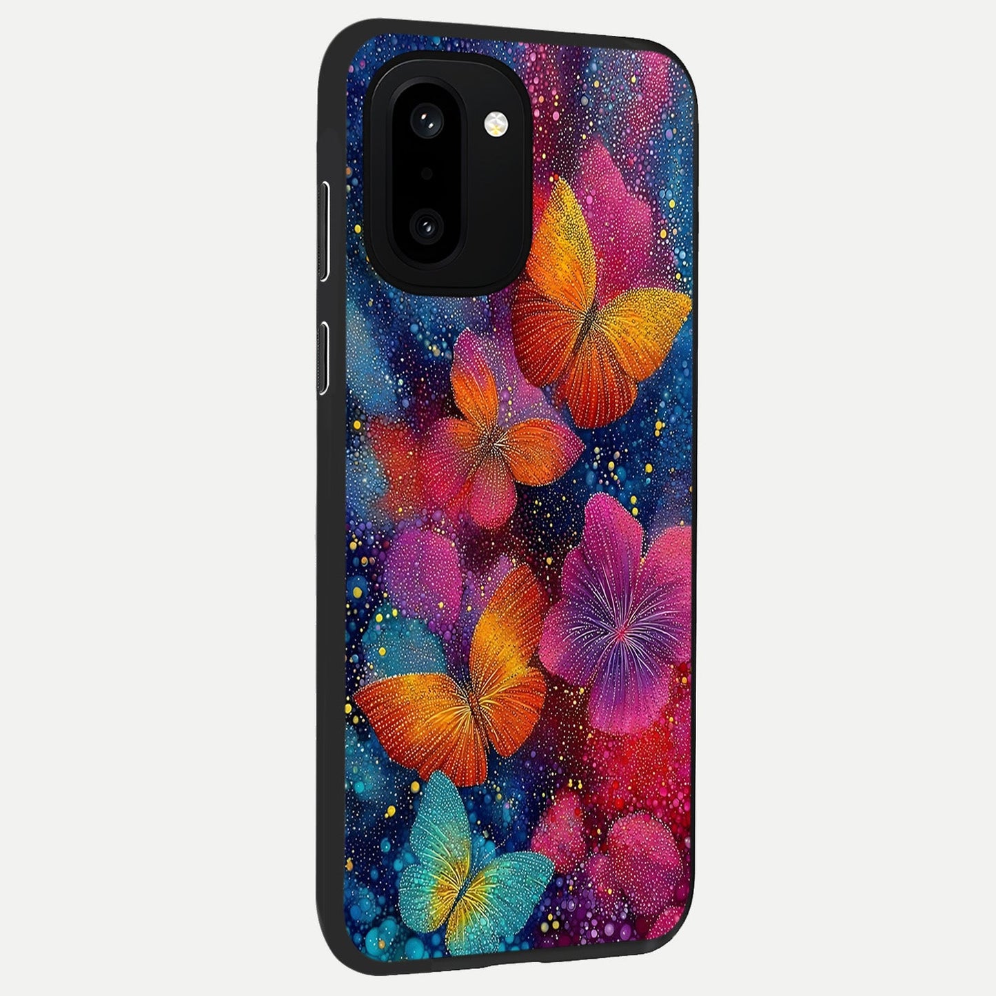 Butterfly Dream Mist back cover For Oneplus 15R slim fit glass case with vibrant aesthetic design