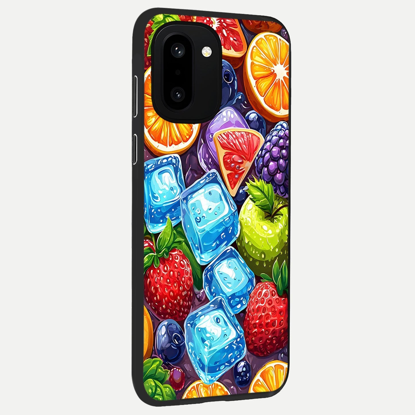 Colorful Fruits with Ice back cover For Oneplus 15R slim fit glass case with vibrant aesthetic design