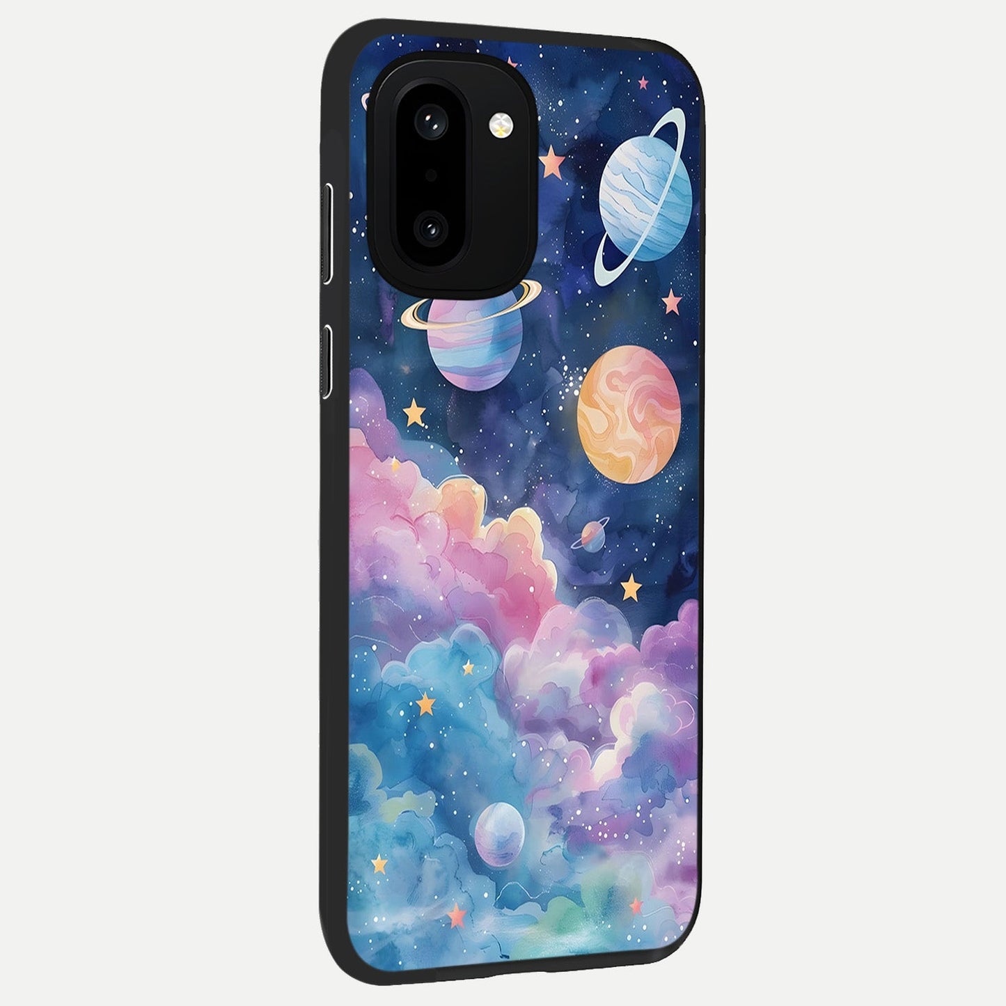 Cosmic Planet Dreams back cover For Oneplus 15R slim fit glass case with vibrant aesthetic design