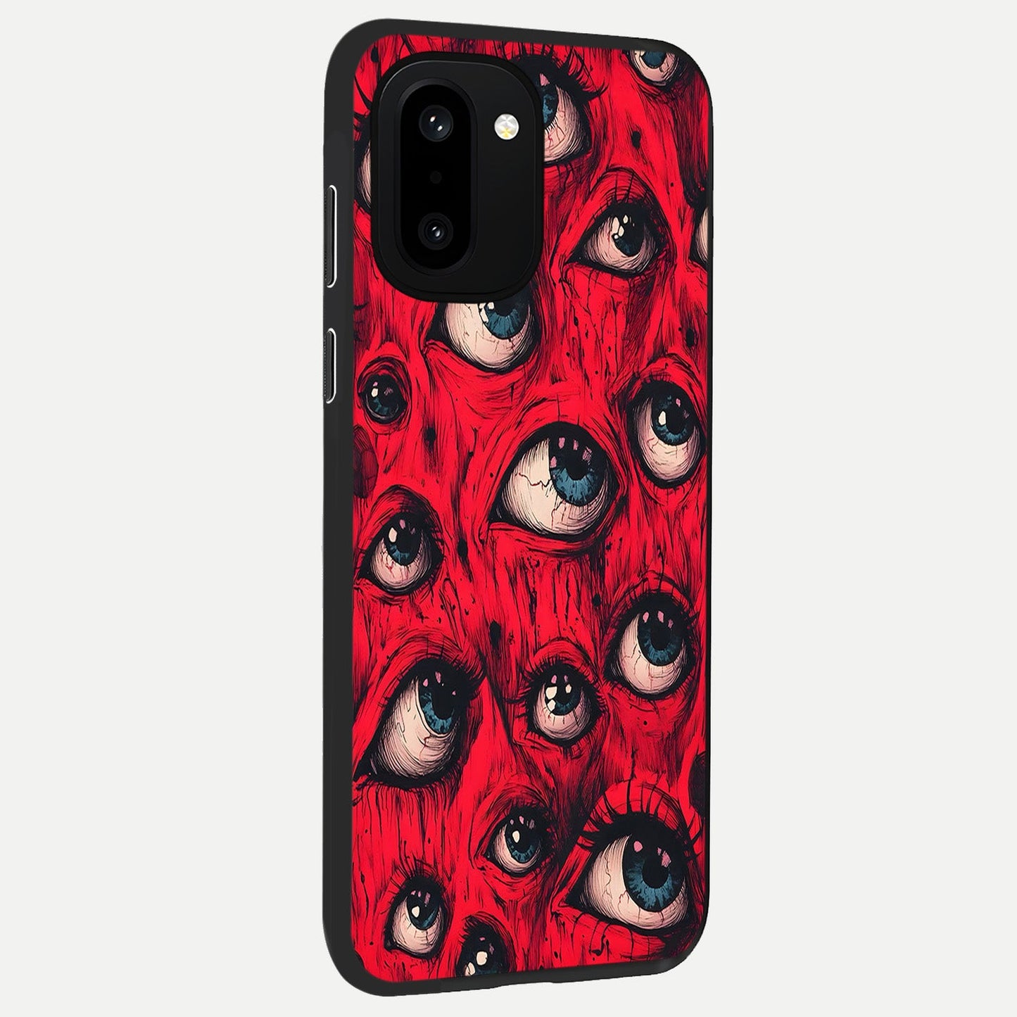 Crimson Watch Eyes back cover For Oneplus 15R slim fit glass case with vibrant aesthetic design