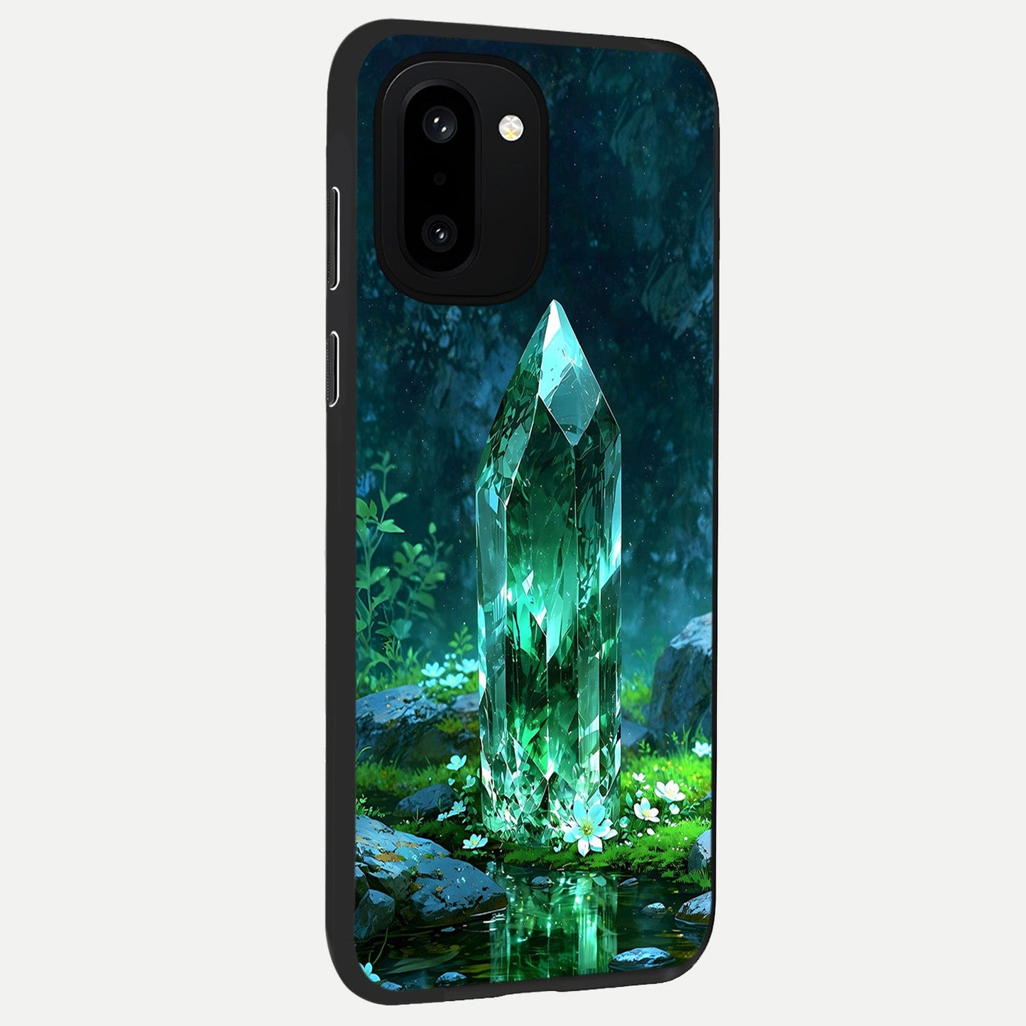 Emerald Light Crystal back cover For Oneplus 15R slim fit glass case with vibrant aesthetic design