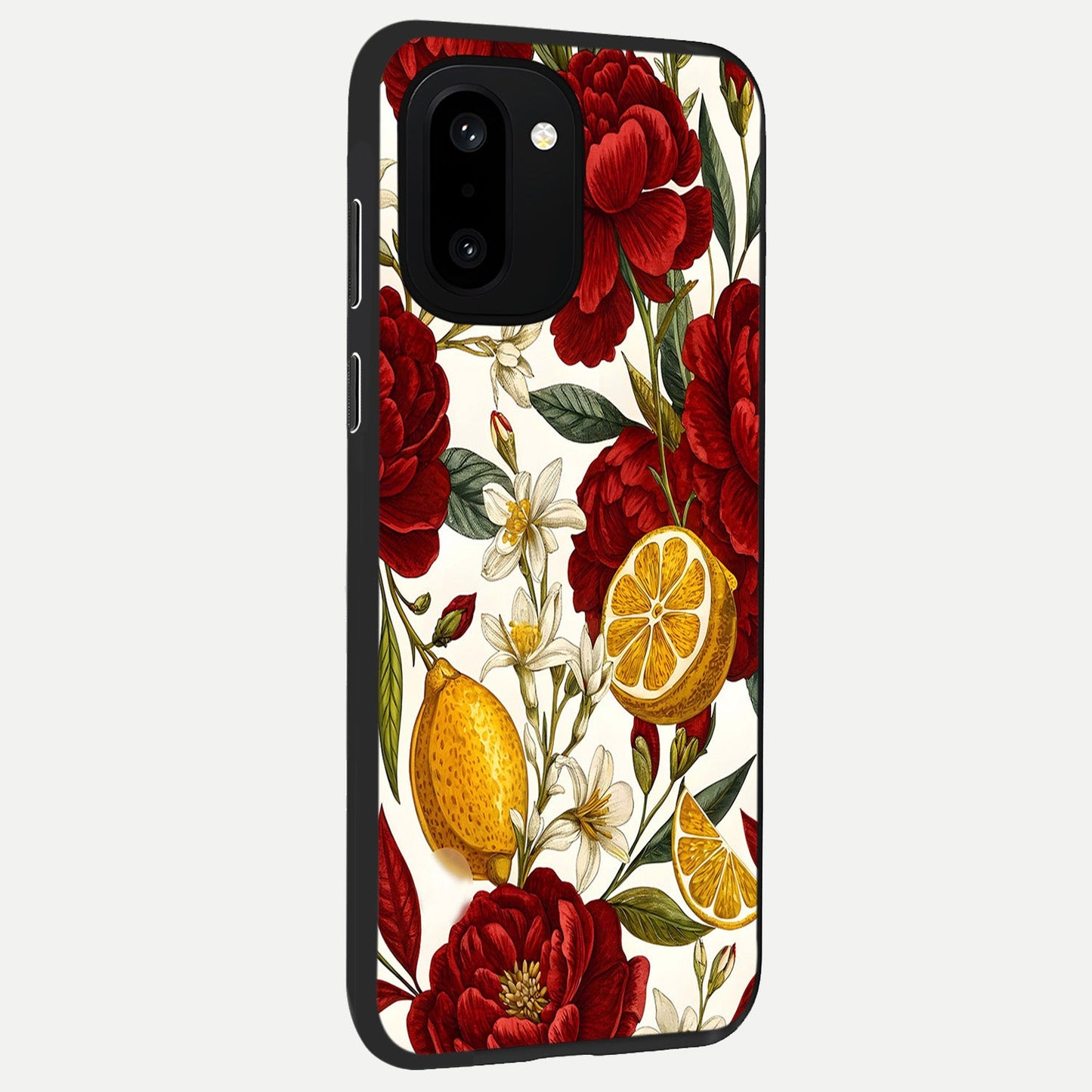 Lemon Rose Charm back cover For Oneplus 15R slim fit glass case with vibrant aesthetic design