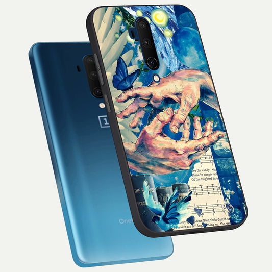 Aesthetic Divider phone case For OnePlus 7T Pro showing premium glass back cover with detailed artwork