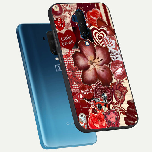 Aesthetic Little Freak phone case For OnePlus 7T Pro showing premium glass back cover with detailed artwork