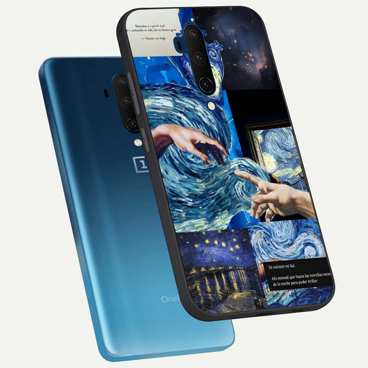 Aesthetic Vando Hands phone case For OnePlus 7T Pro showing premium glass back cover with detailed artwork