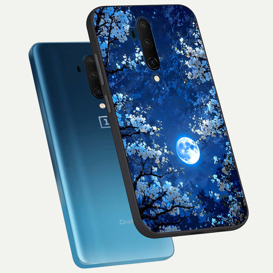 Blossom Moonlight Sky phone case For OnePlus 7T Pro showing premium glass back cover with detailed artwork