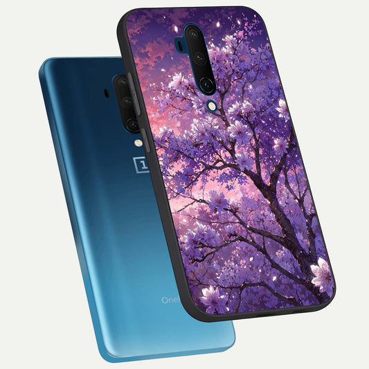 Blossom Tree phone case For OnePlus 7T Pro showing premium glass back cover with detailed artwork