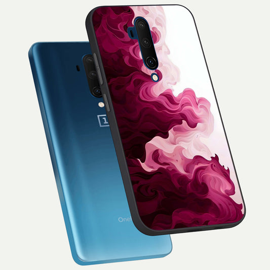 Crimson Wave Flow phone case For OnePlus 7T Pro showing premium glass back cover with detailed artwork
