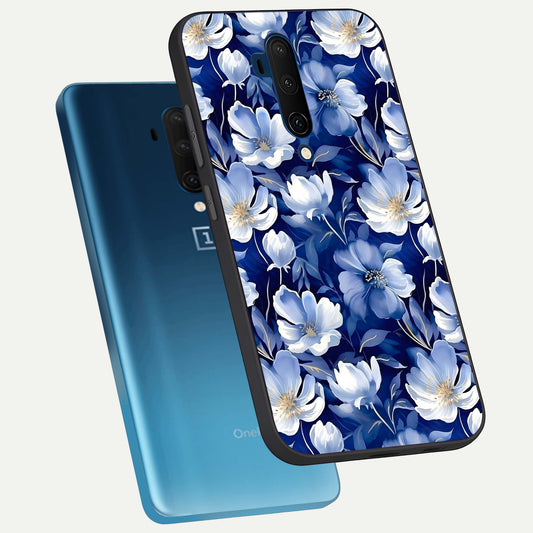 Cute Floral Patterns phone case For OnePlus 7T Pro showing premium glass back cover with detailed artwork