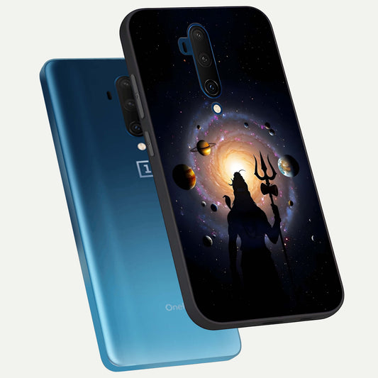 Galactic Shiva Vision phone case For OnePlus 7T Pro showing premium glass back cover with detailed artwork