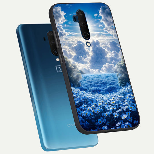 Heavenly Daisy Horizon phone case For OnePlus 7T Pro showing premium glass back cover with detailed artwork