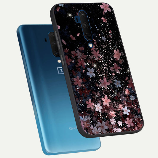 Starlit Flower Dreams phone case For OnePlus 7T Pro showing premium glass back cover with detailed artwork