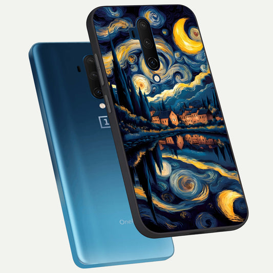 Starry Sky Serenity phone case For OnePlus 7T Pro showing premium glass back cover with detailed artwork