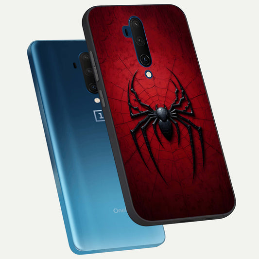 Superhero Web Emblem phone case For OnePlus 7T Pro showing premium glass back cover with detailed artwork