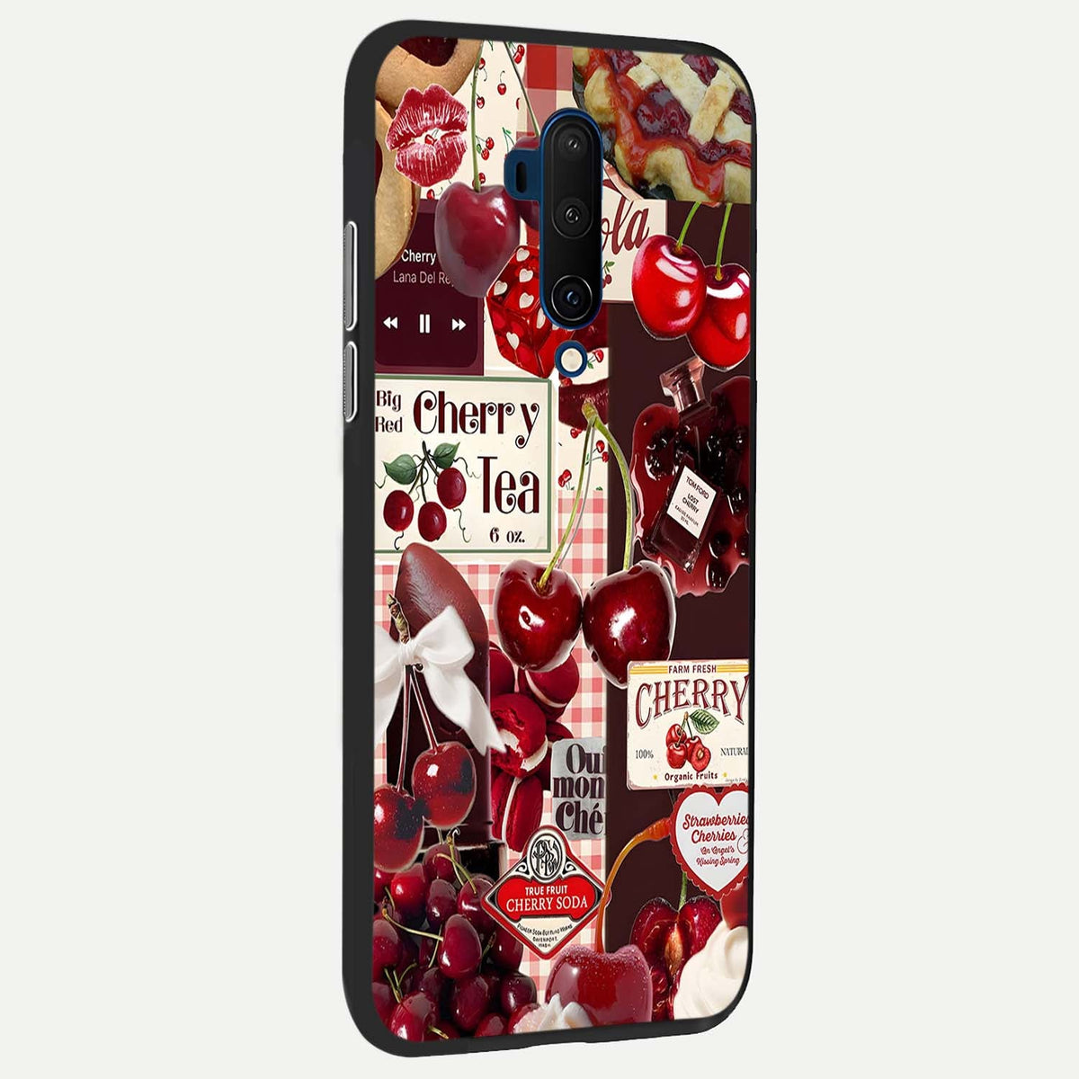 Aesthetic Cherry Tea back cover For OnePlus 7T Pro slim fit glass case with vibrant aesthetic design