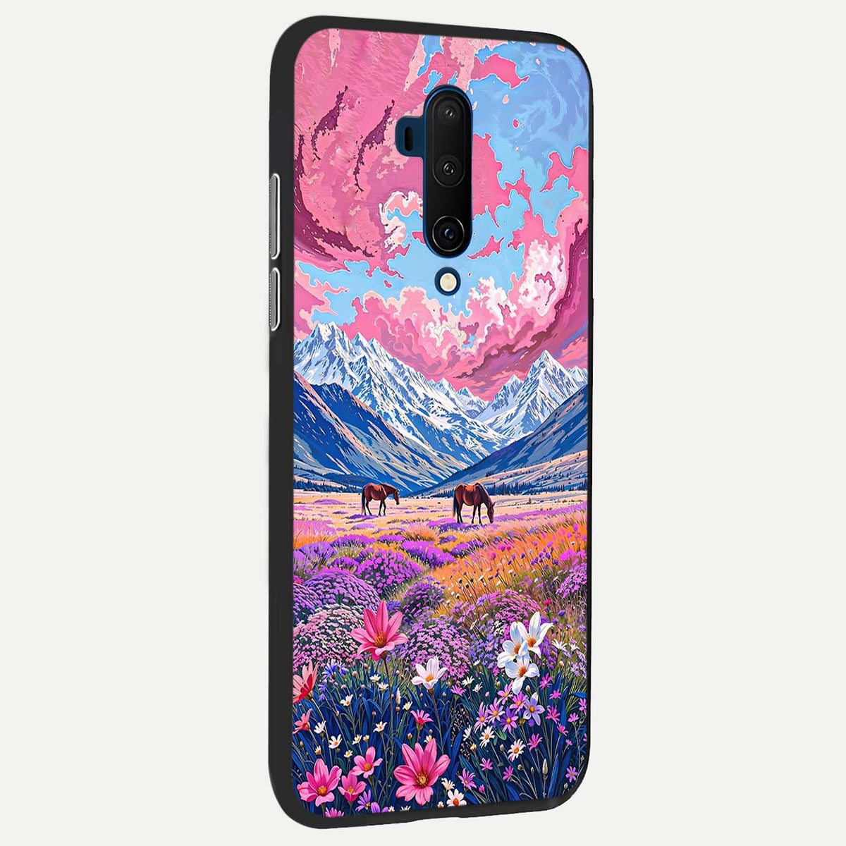 Blossom Valley Dream back cover For OnePlus 7T Pro slim fit glass case with vibrant aesthetic design