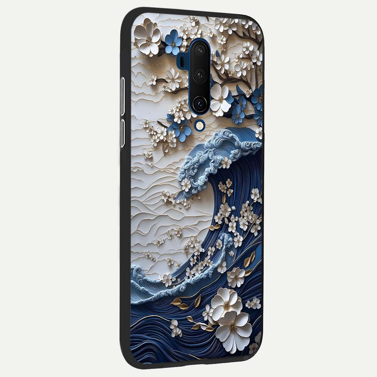 Blossom Wave Art back cover For OnePlus 7T Pro slim fit glass case with vibrant aesthetic design