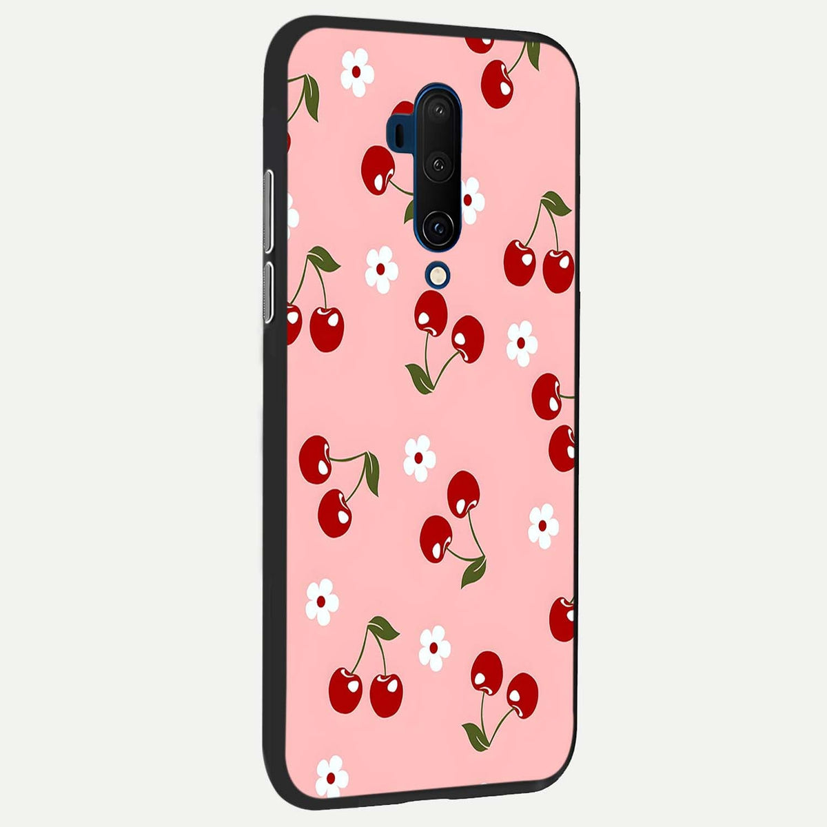 Cherry Love Mood back cover For OnePlus 7T Pro slim fit glass case with vibrant aesthetic design