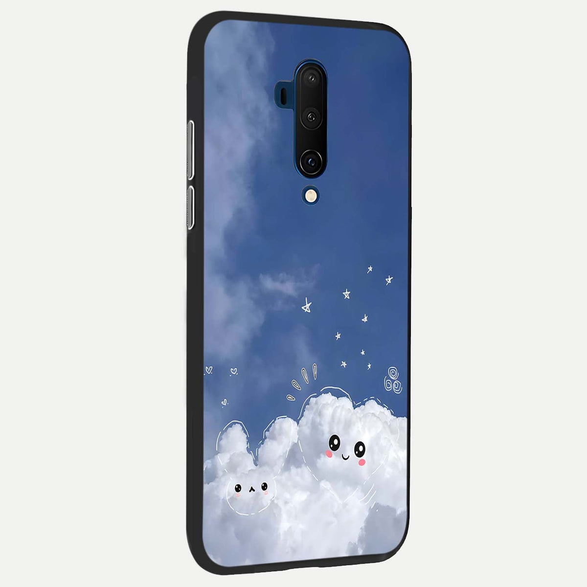 Cute Blossom Cloud back cover For OnePlus 7T Pro slim fit glass case with vibrant aesthetic design