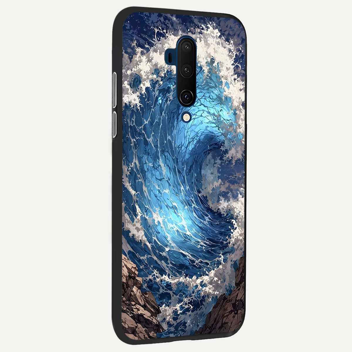 Giant Ocean Wave back cover For OnePlus 7T Pro slim fit glass case with vibrant aesthetic design