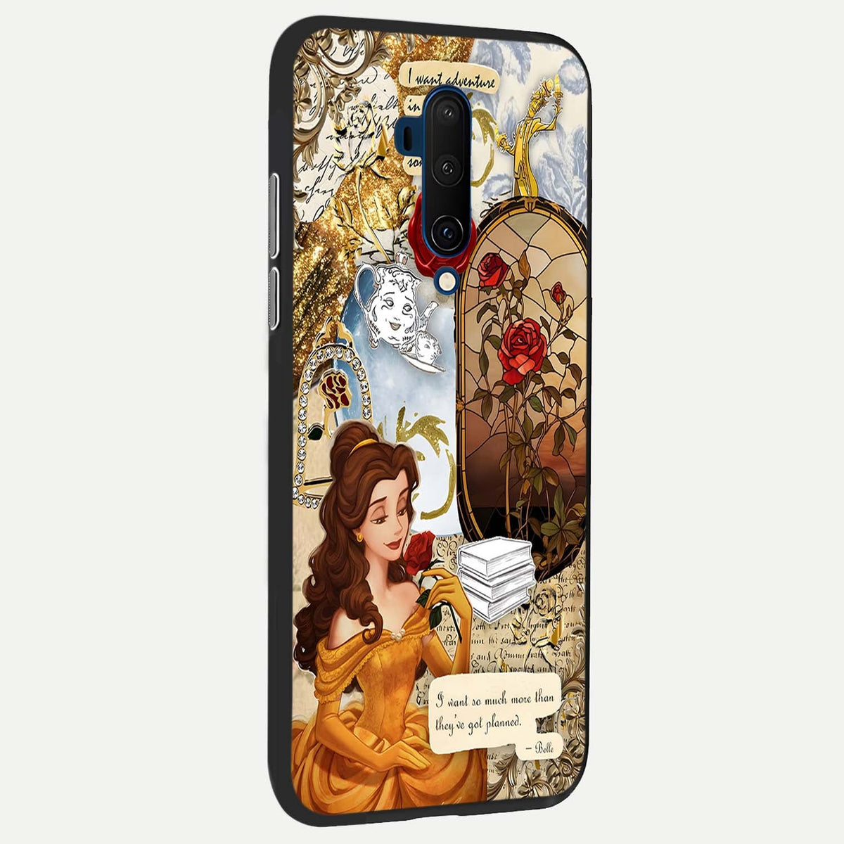 Golden Dream Belle back cover For OnePlus 7T Pro slim fit glass case with vibrant aesthetic design