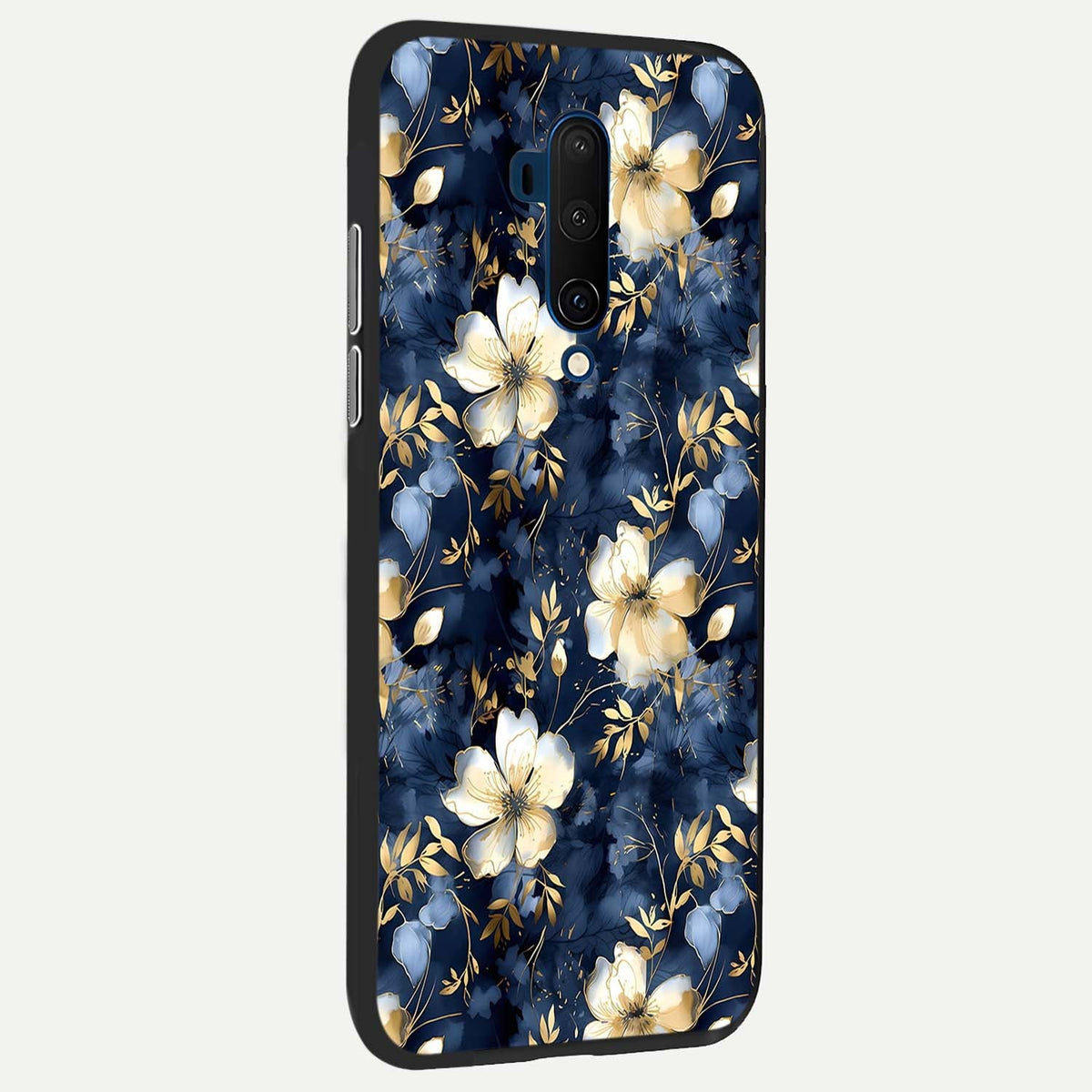 Golden Midnight Bloom back cover For OnePlus 7T Pro slim fit glass case with vibrant aesthetic design
