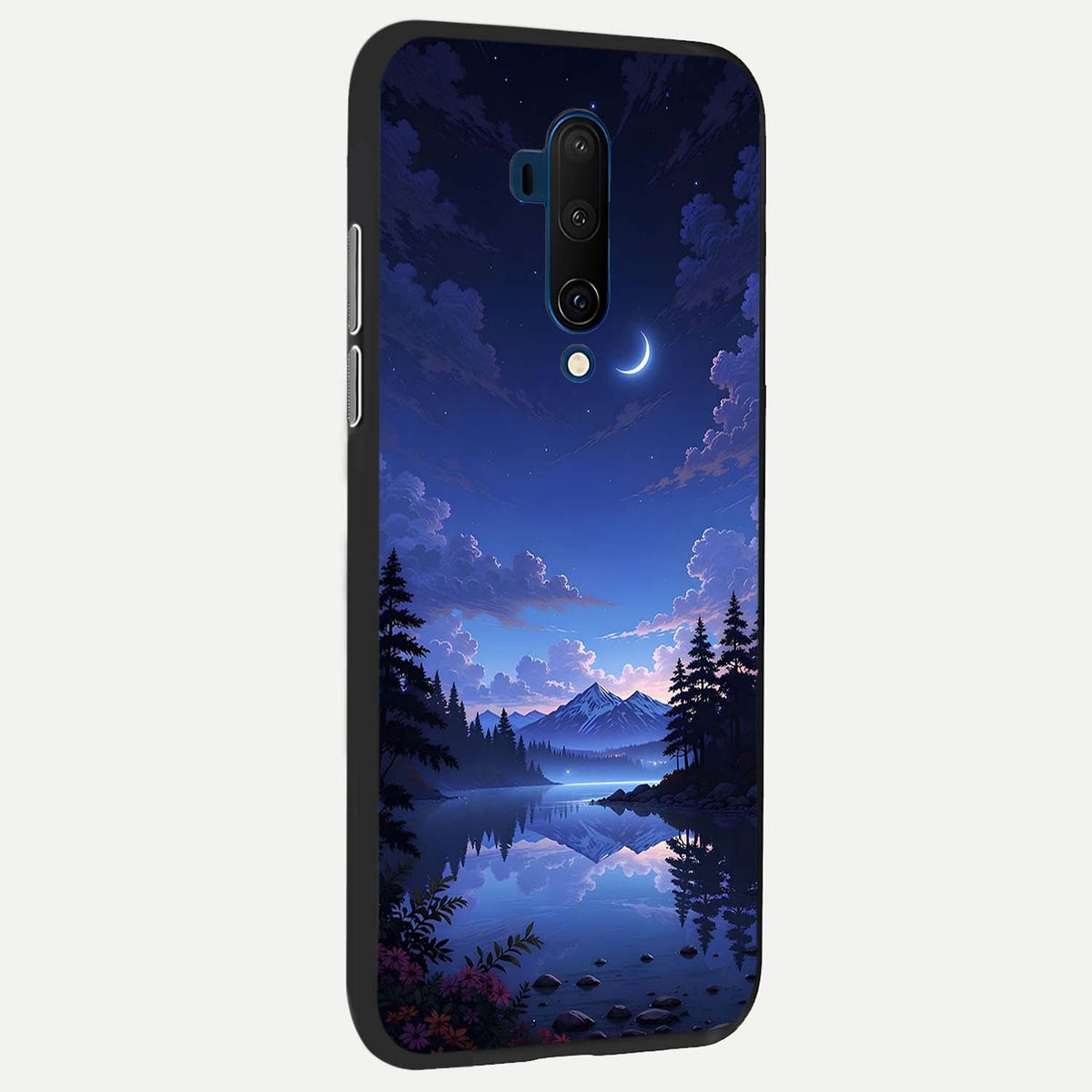 Midnight Lake Peace back cover For OnePlus 7T Pro slim fit glass case with vibrant aesthetic design