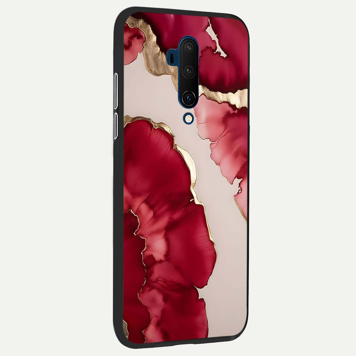 Pink And White Marble back cover For OnePlus 7T Pro slim fit glass case with vibrant aesthetic design