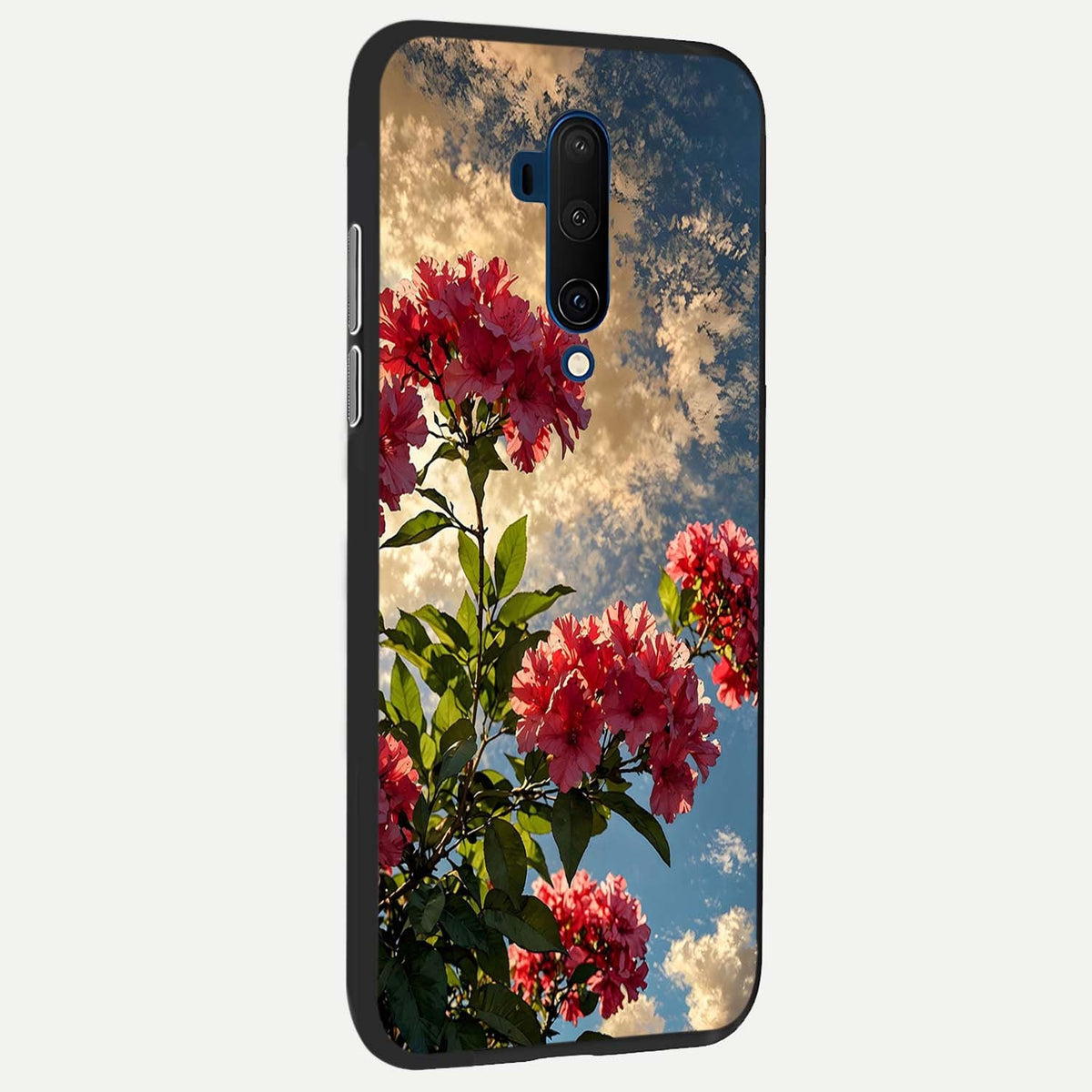 Red Bloom Skies back cover For OnePlus 7T Pro slim fit glass case with vibrant aesthetic design