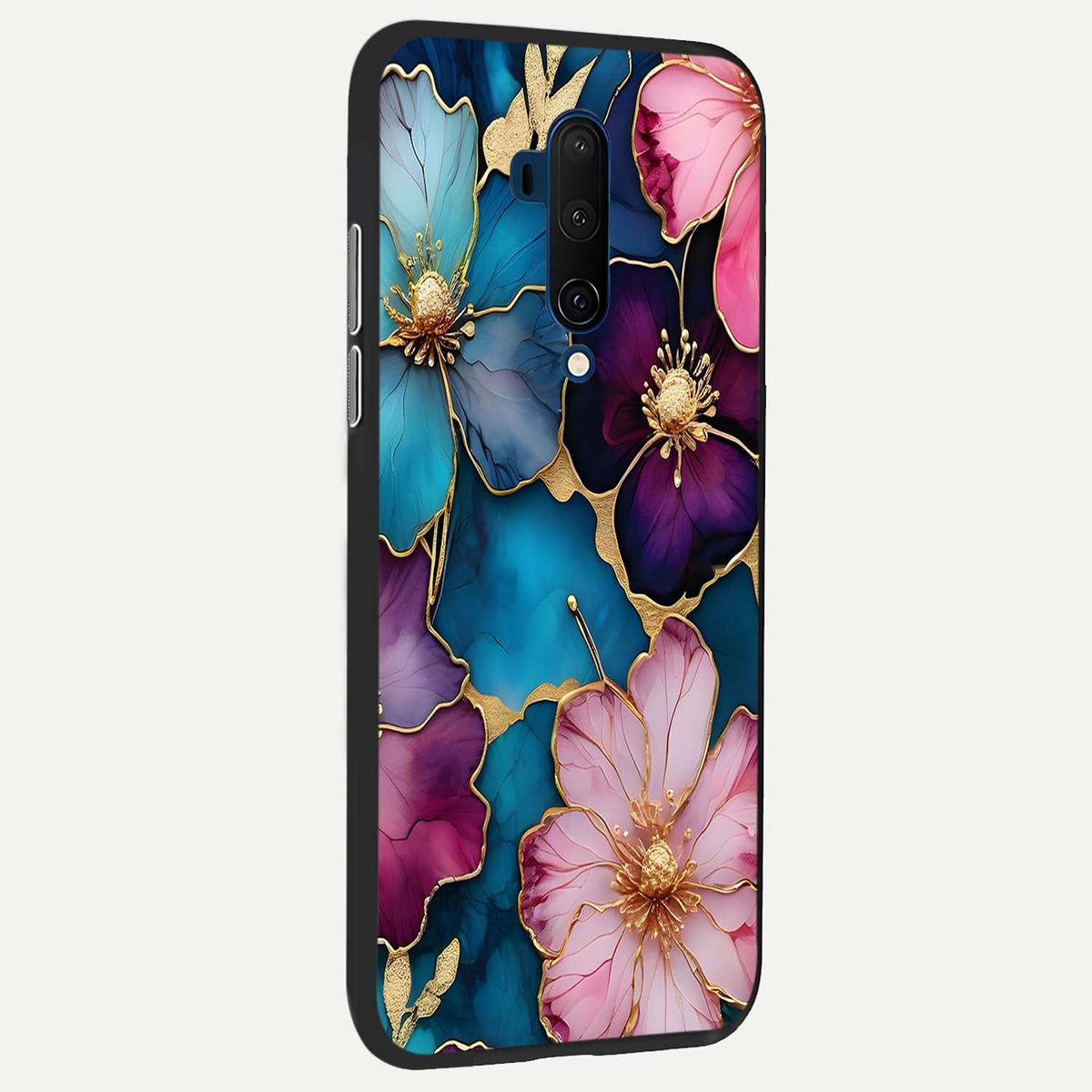 Sparkle Floral back cover For OnePlus 7T Pro slim fit glass case with vibrant aesthetic design