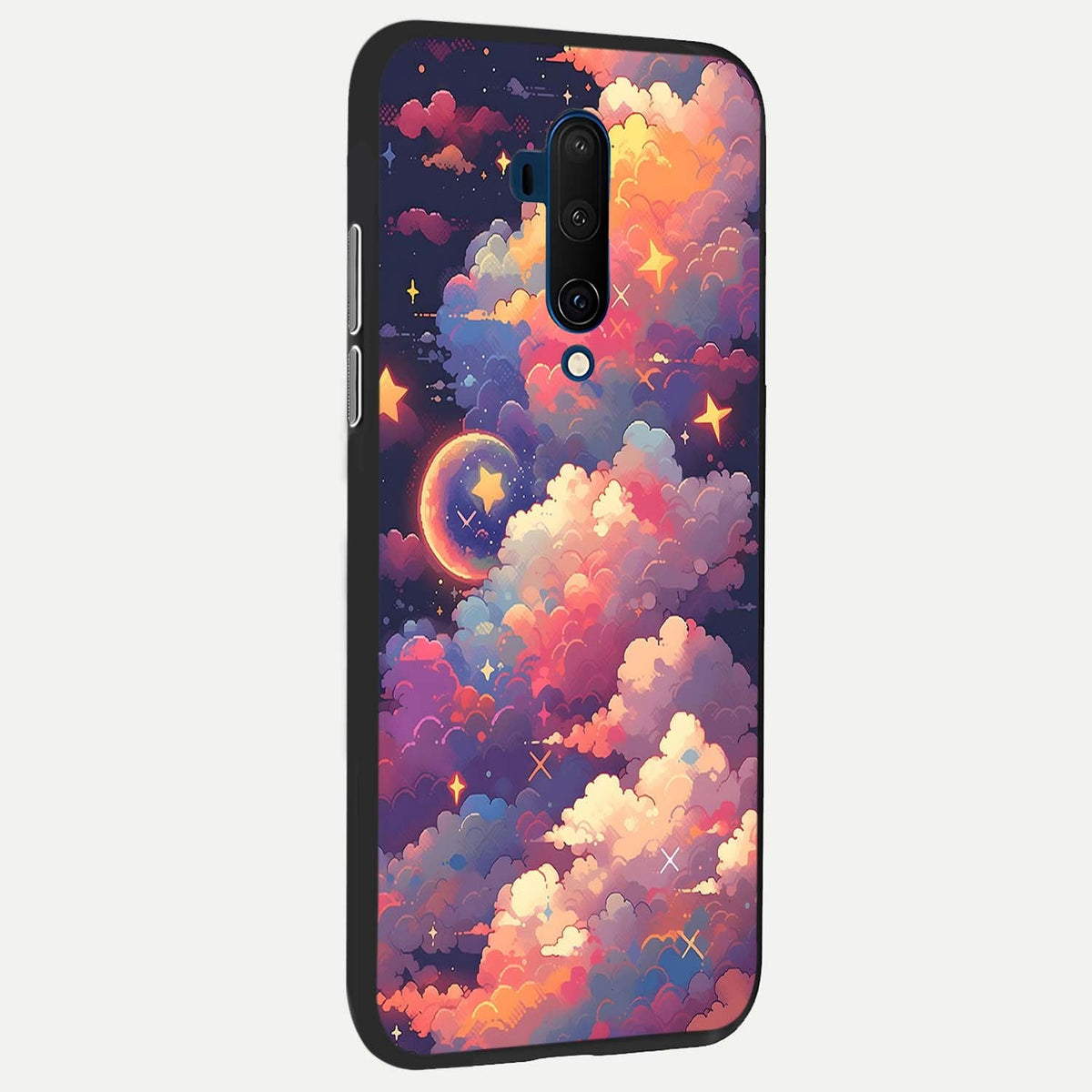Starlit Dream Clouds back cover For OnePlus 7T Pro slim fit glass case with vibrant aesthetic design
