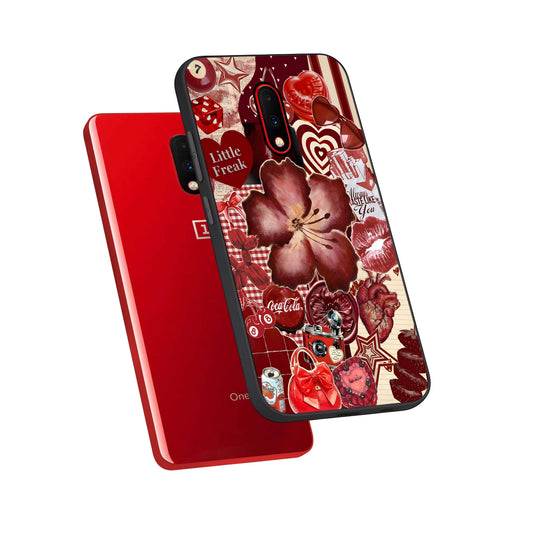 Aesthetic Little Freak phone case For OnePlus 7 showing premium glass back cover with detailed artwork