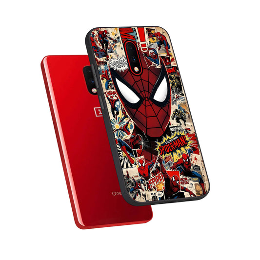 Aesthetic Wonder Spider phone case For OnePlus 7 showing premium glass back cover with detailed artwork