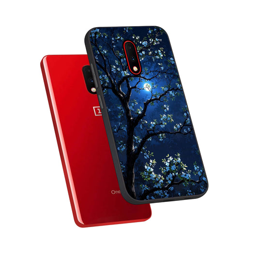 Mystic Floral Night phone case For OnePlus 7 showing premium glass back cover with detailed artwork
