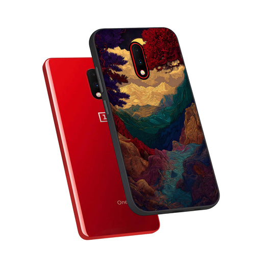 Mystic Valley Light phone case For OnePlus 7 showing premium glass back cover with detailed artwork