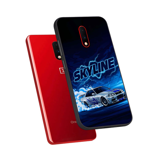 Neon Drift Beast phone case For OnePlus 7 showing premium glass back cover with detailed artwork