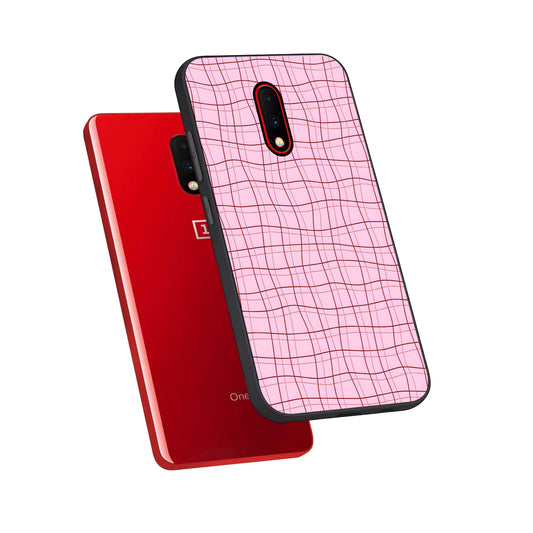 Soft Grid Bliss phone case For OnePlus 7 showing premium glass back cover with detailed artwork