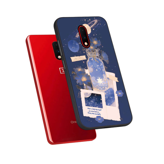 Starlit Cosmic Jar phone case For OnePlus 7 showing premium glass back cover with detailed artwork