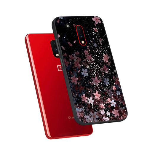 Starlit Flower Dreams phone case For OnePlus 7 showing premium glass back cover with detailed artwork