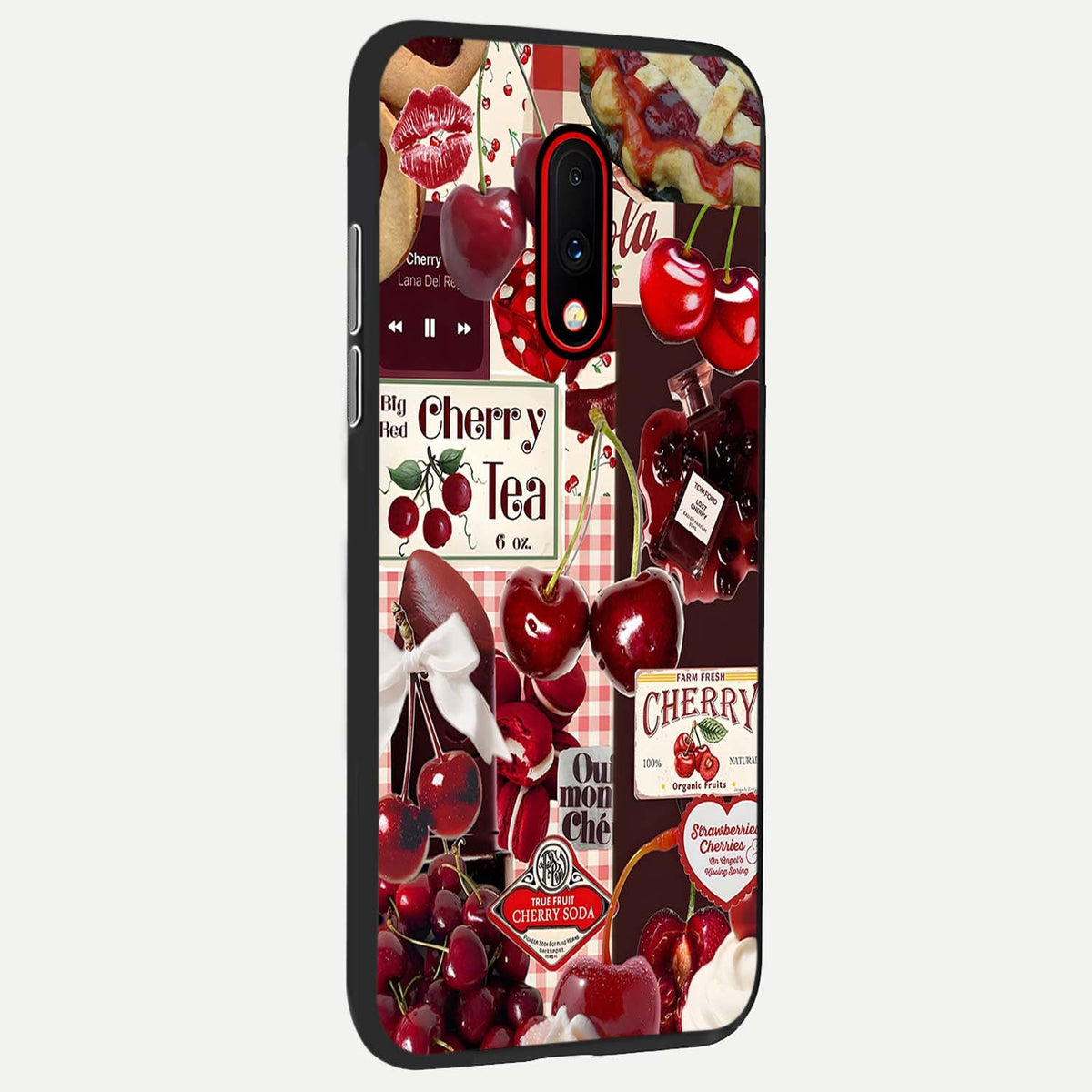 Aesthetic Cherry Tea back cover For OnePlus 7 slim fit glass case with vibrant aesthetic design