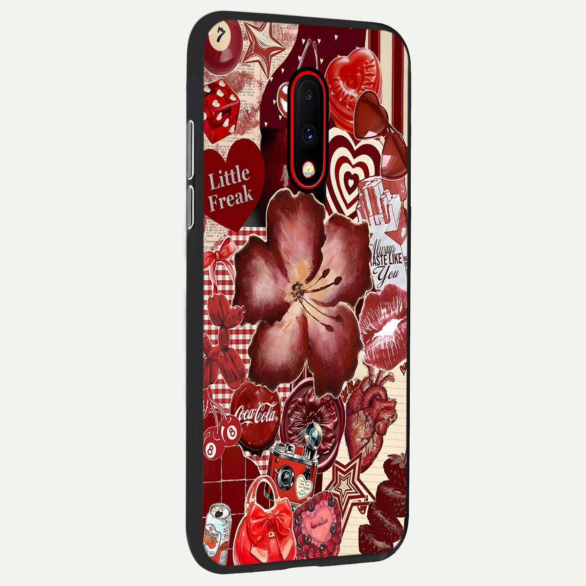 Aesthetic Little Freak back cover For OnePlus 7 slim fit glass case with vibrant aesthetic design