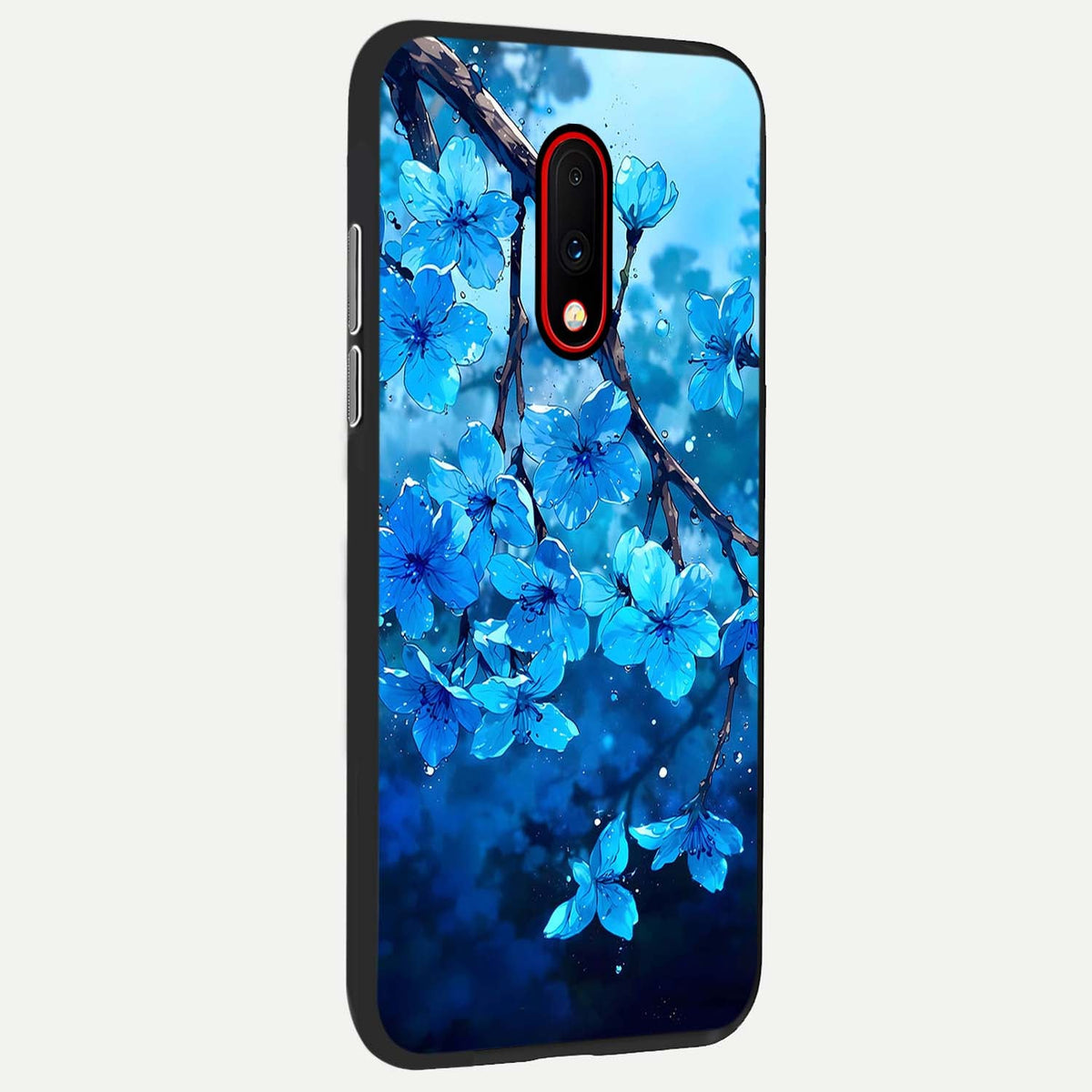 Blue Blossoms Branch back cover For OnePlus 7 slim fit glass case with vibrant aesthetic design
