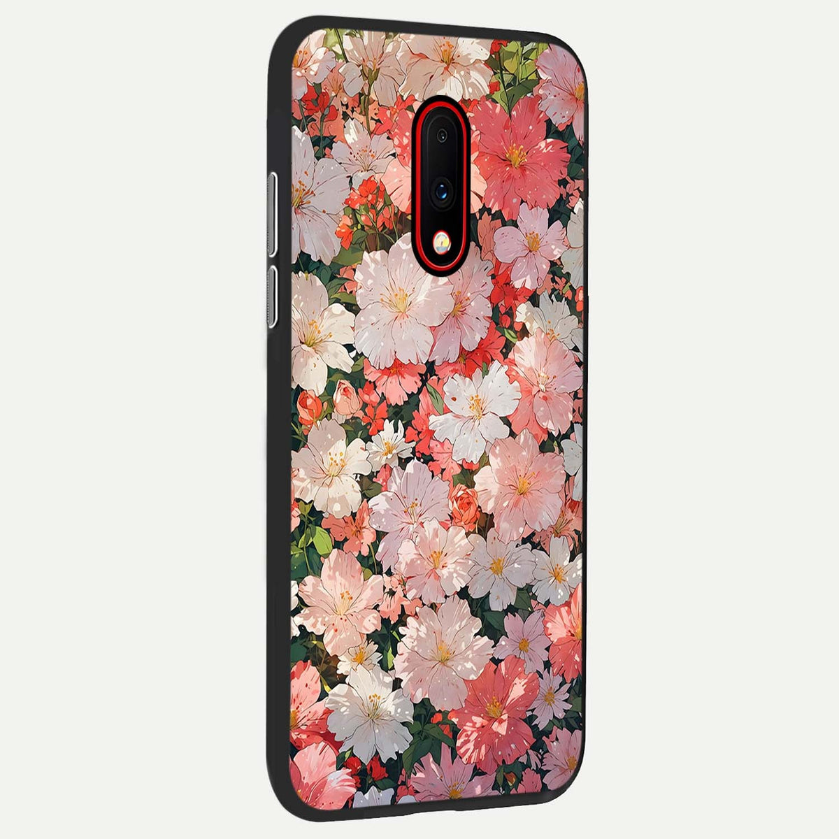 Blush Bloom Field back cover For OnePlus 7 slim fit glass case with vibrant aesthetic design