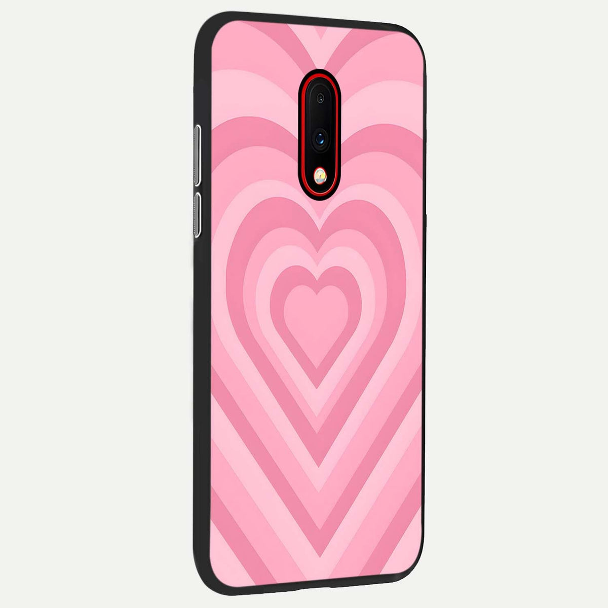 Blush Heart Waves back cover For OnePlus 7 slim fit glass case with vibrant aesthetic design